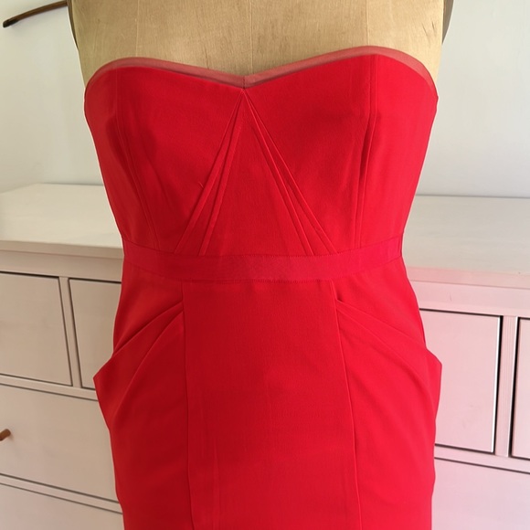 BCBG red cocktail strapless dress - Picture 2 of 13